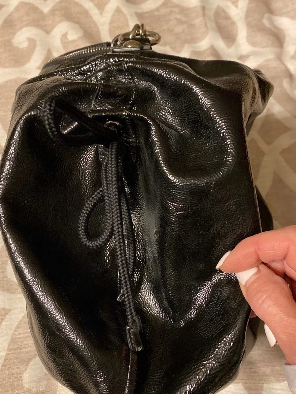 Coach Black Patent Leather Crossbody with Front Zip Pocket